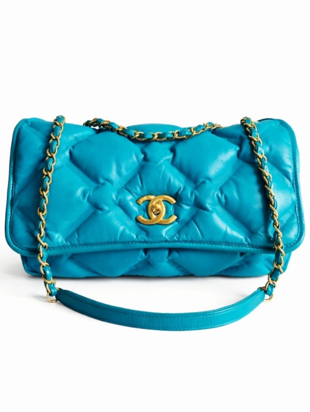 Chanel Turquoise Quilted Calfskin Flap Bag